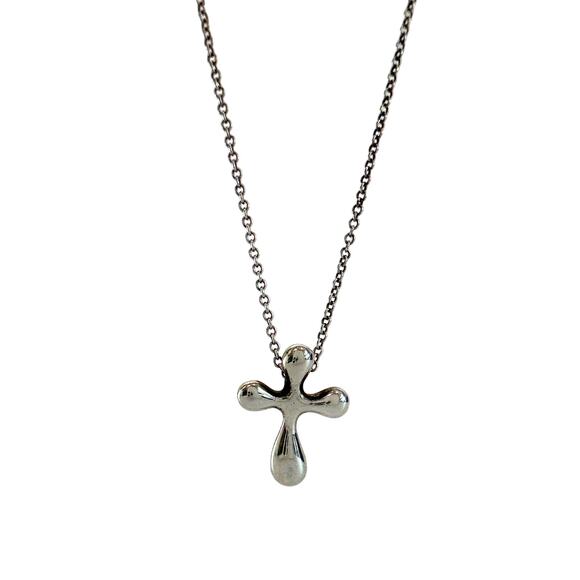 Tiffany and Co Jewelry - Tiffany and Co Elsa Peretti Cross Pendant Necklace in Sterling Silver (16")